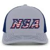 Pacific Headwear NSA Flag Series Heather Royal Snapback Hat: 104S-HERO -Cheap bat Store 104S 90S front