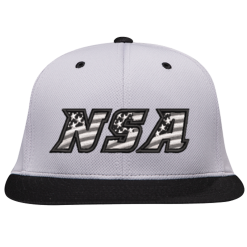 Pacific Headwear NSA Flag Series Silver Black Flex Fit Hat: ES342-SLBK