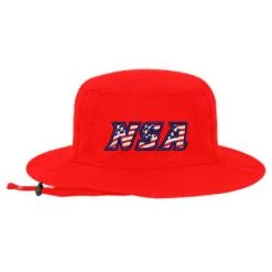 Pacific Headwear NSA Flag Series Bucket Hat: 1944B-RED