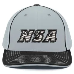 Pacific Headwear NSA Flag Series Silver Flex Fit Hat: 404M-SVBK-BK