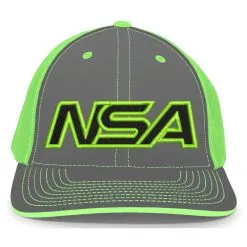Pacific Headwear NSA Outline Series Neon Green Flex Fit Hat: 404M-NGG