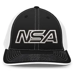 Pacific Headwear NSA Outline Series Black Flex Fit Hat: 404M-BKWH