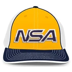 Pacific Headwear NSA Outline Series Navy Gold Flex Fit Hat: 404M-NAGD