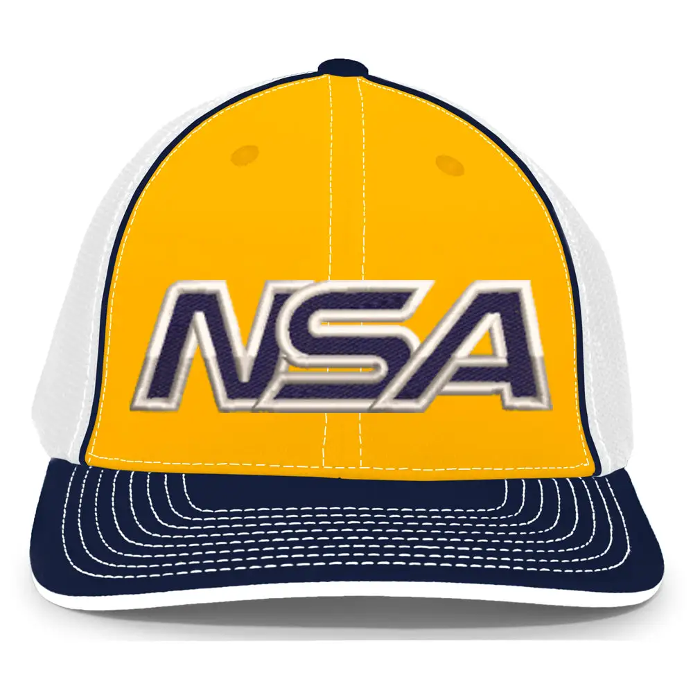 Pacific Headwear NSA Outline Series Navy Gold Flex Fit Hat: 404M-NAGD 3 Pacific Headwear NSA Outline Series Navy Gold Flex Fit Hat: 404M-NAGD