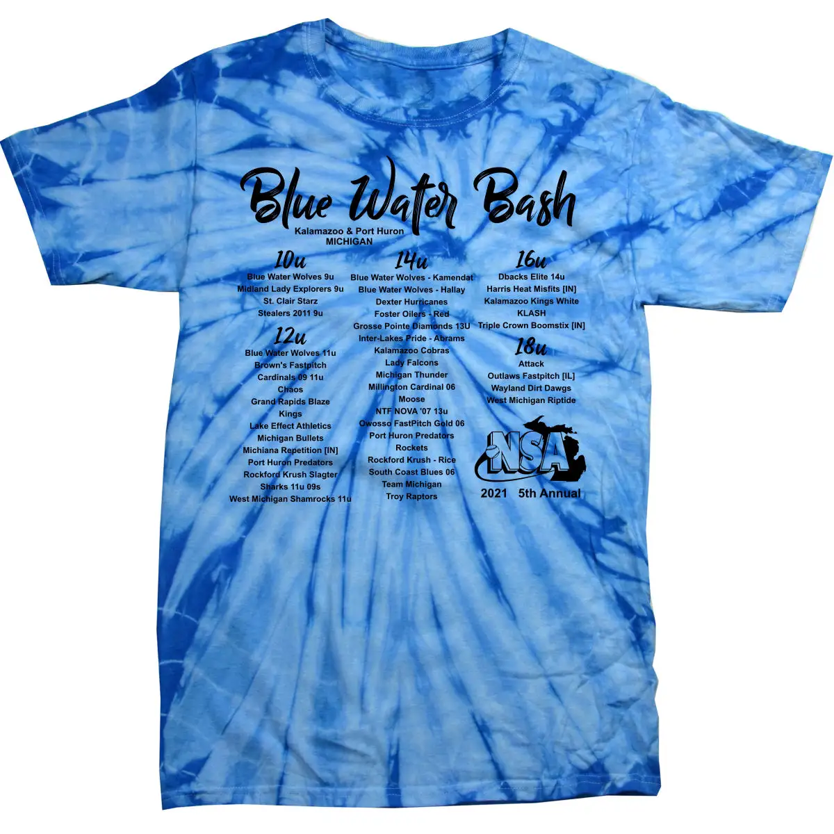 DSG Apparel 2021 NSA Blue Water Bash Fastpitch Tournament T-Shirt 4 DSG Apparel 2021 NSA Blue Water Bash Fastpitch Tournament T-Shirt - Image 2