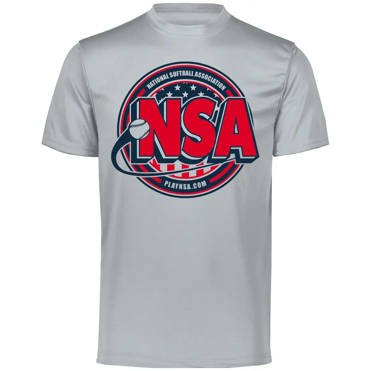 DSG Apparel National Softball Association NSA Dry Fit Silver Short Sleeve Shirt 3 DSG Apparel National Softball Association NSA Dry Fit Silver Short Sleeve Shirt