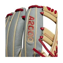 Wilson A2000 1785SS 11.75" SuperSkin Baseball Glove: WBW1009711175 -Cheap bat Store WBW100971 5 2023 A2000 IF 1785SS 1175 GreySS Blonde Red.png.cq5dam.web .1200.1200